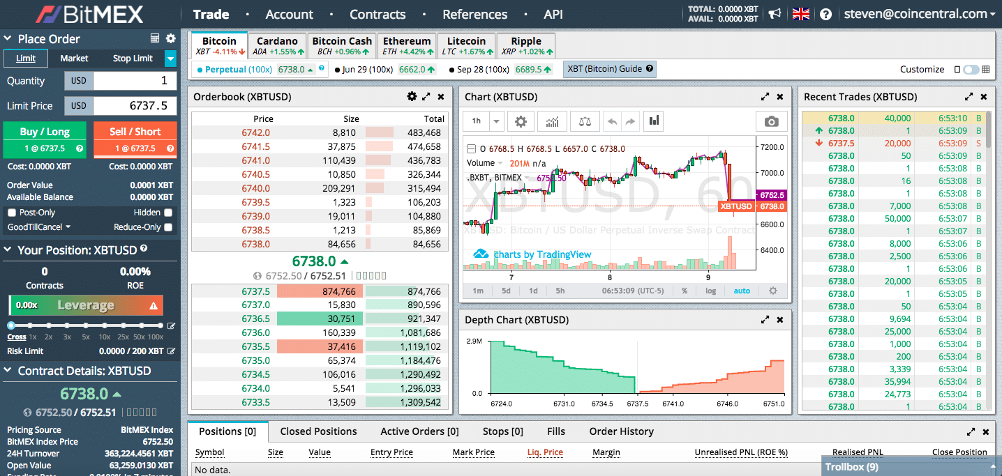Bitmex interface